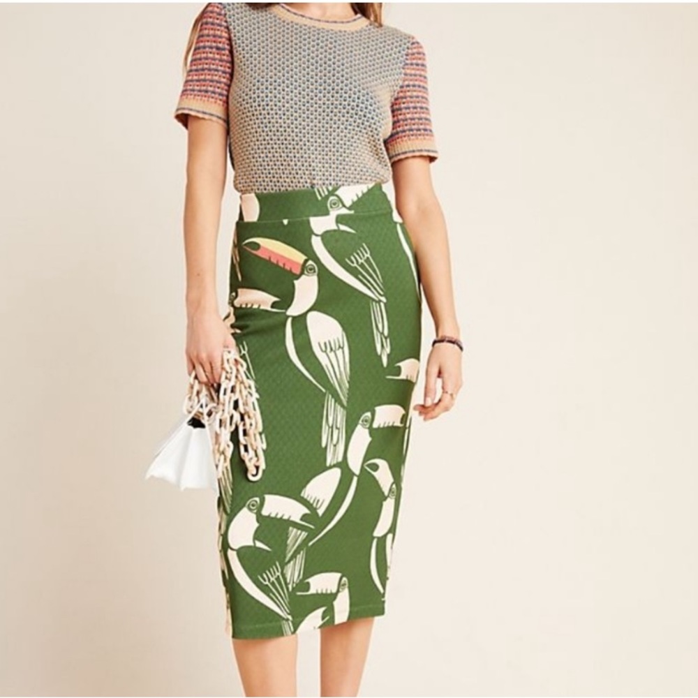 Farm Rio From Anthropologie Toucan Midi Pencil Skirt Large